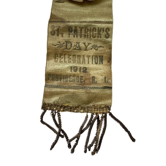 St Patricks day 1912 Staff Ribbon Badge Providence Ri Vintage Celebration Souven - Picture 9 of 15